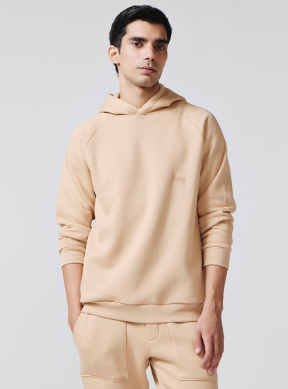 Almond Khaki Cotton Poly Hoodie