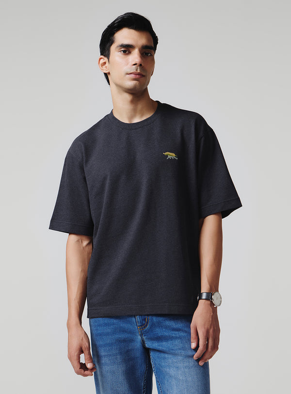 Navy Jaguar Cotton Lycra Pique Crew