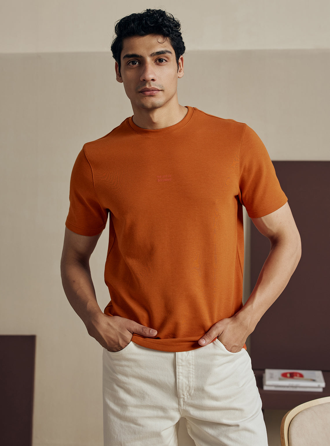 Deep Rust Cotton Blend Crewneck