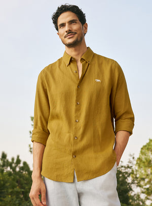 Honey Mustard European Linen Shirt