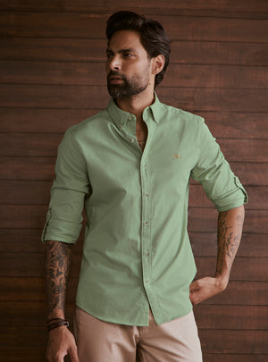 Mineral Green Cotton Twill Shirt
