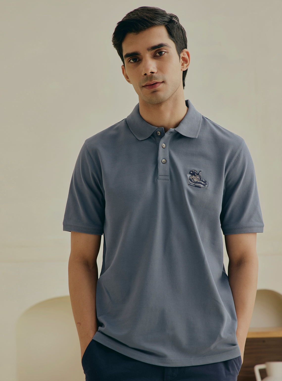 Juniper Grey Cotton Pique Polo