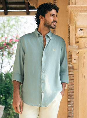Delta Teal European Linen Shirt