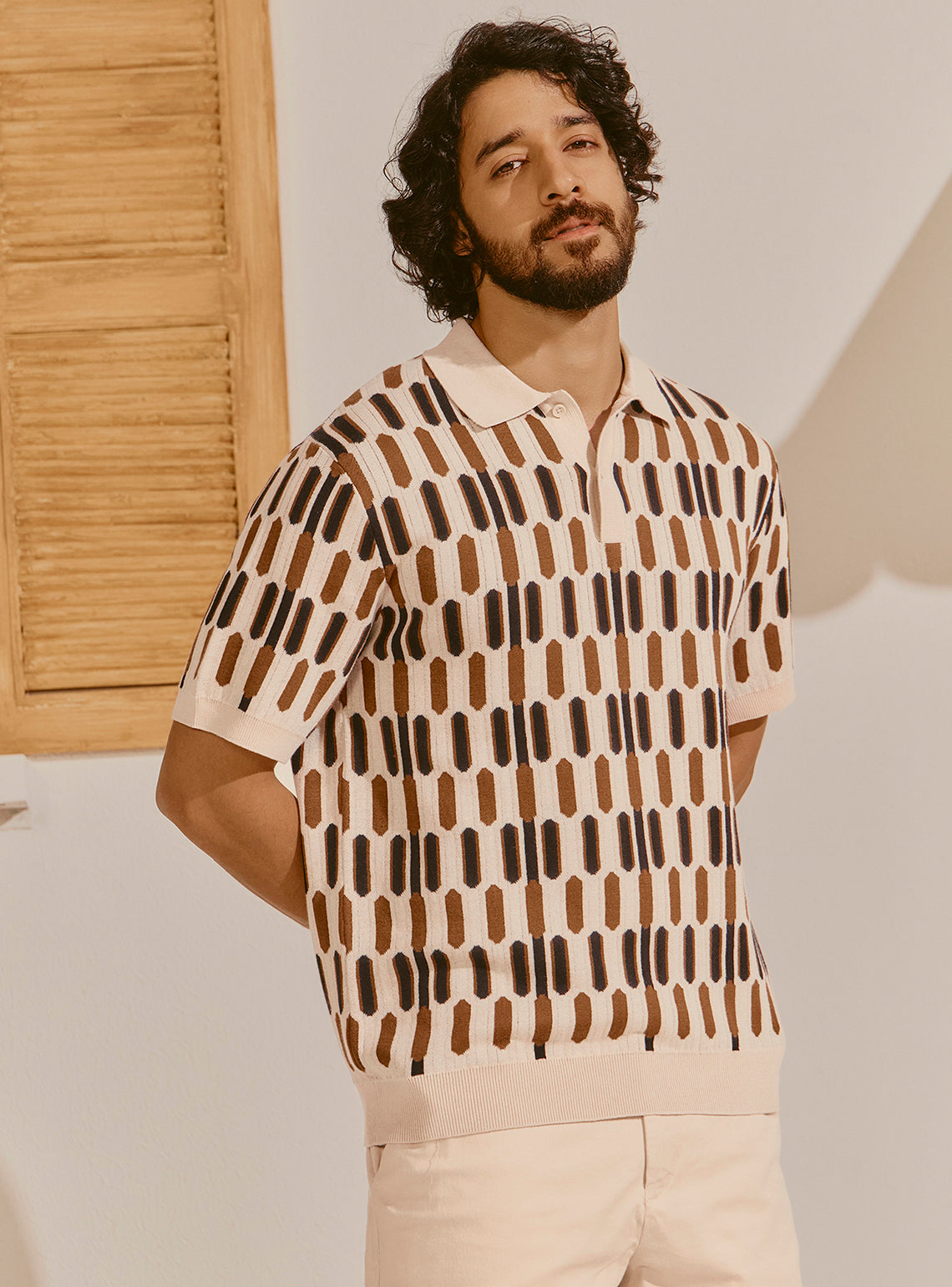 Paros Off-White Cotton Knit Polo