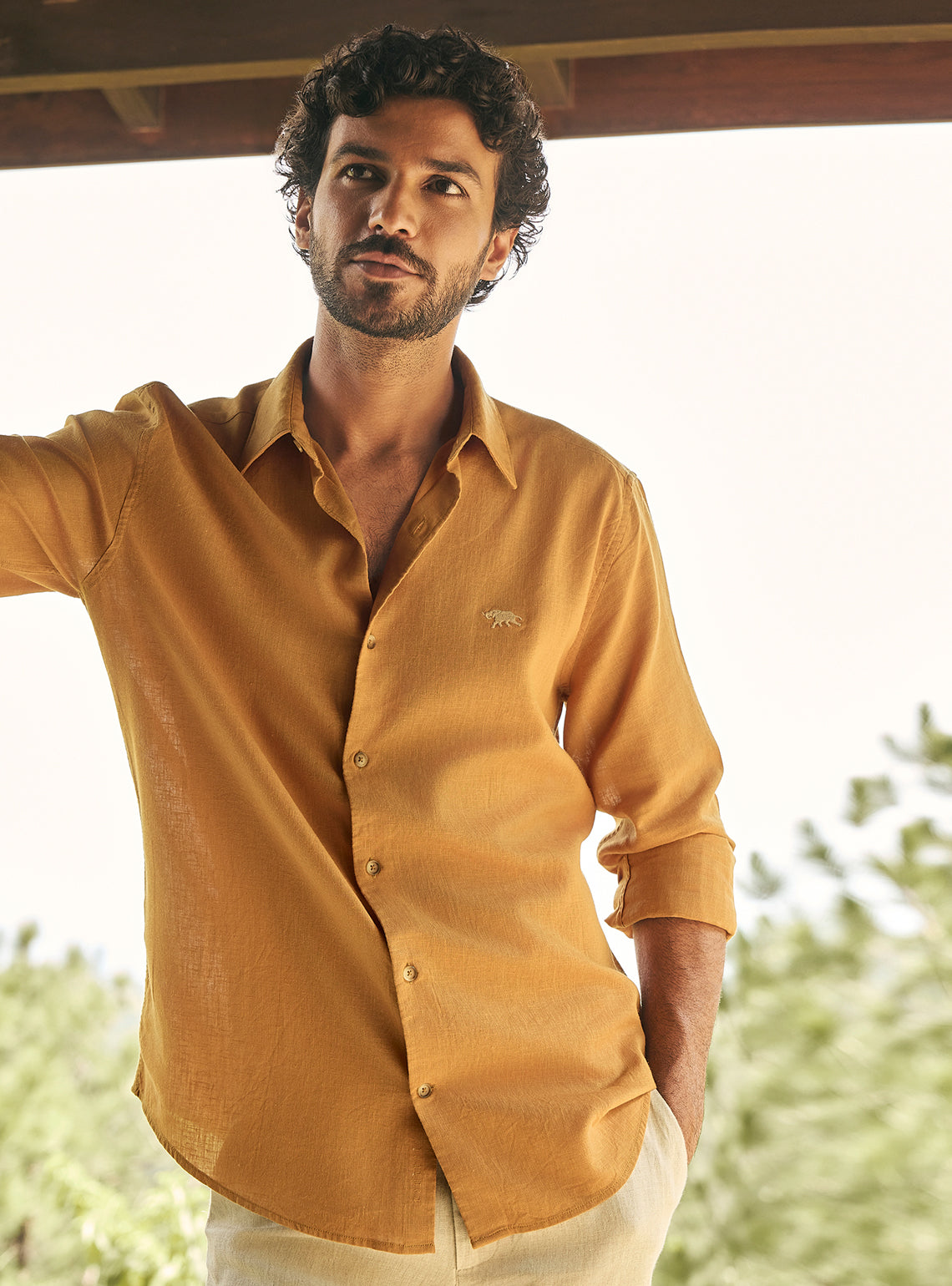 Alpenglow Gold Lyocell Linen Shirt