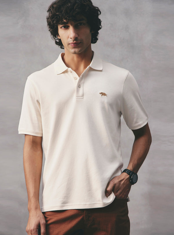 Oat Off White Supima Cotton Polo