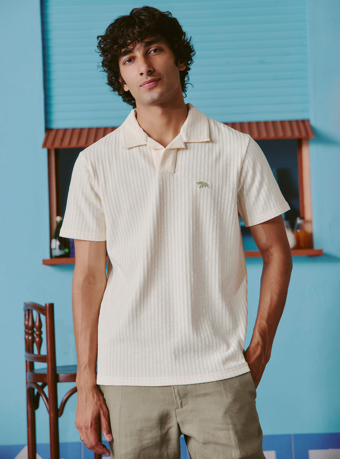 Gibson Off-White Cotton Blend Polo