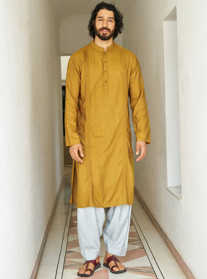Manjal Yellow Viscose Silk Kurta
