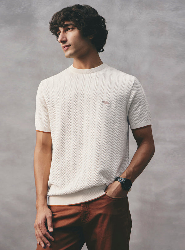 Ivory Off White Cotton Crewneck