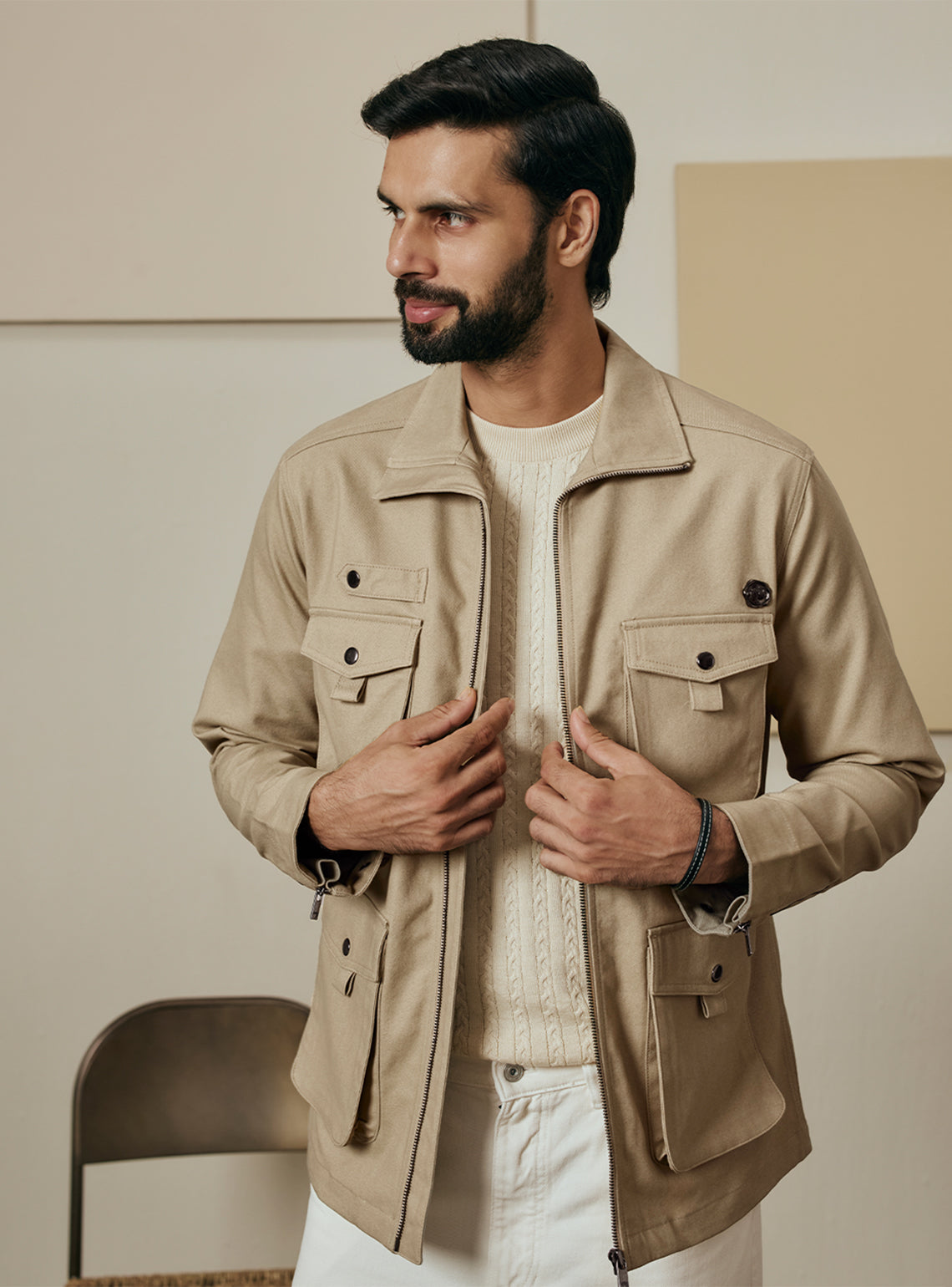 Faded Khaki Cotton Triblend Jacket