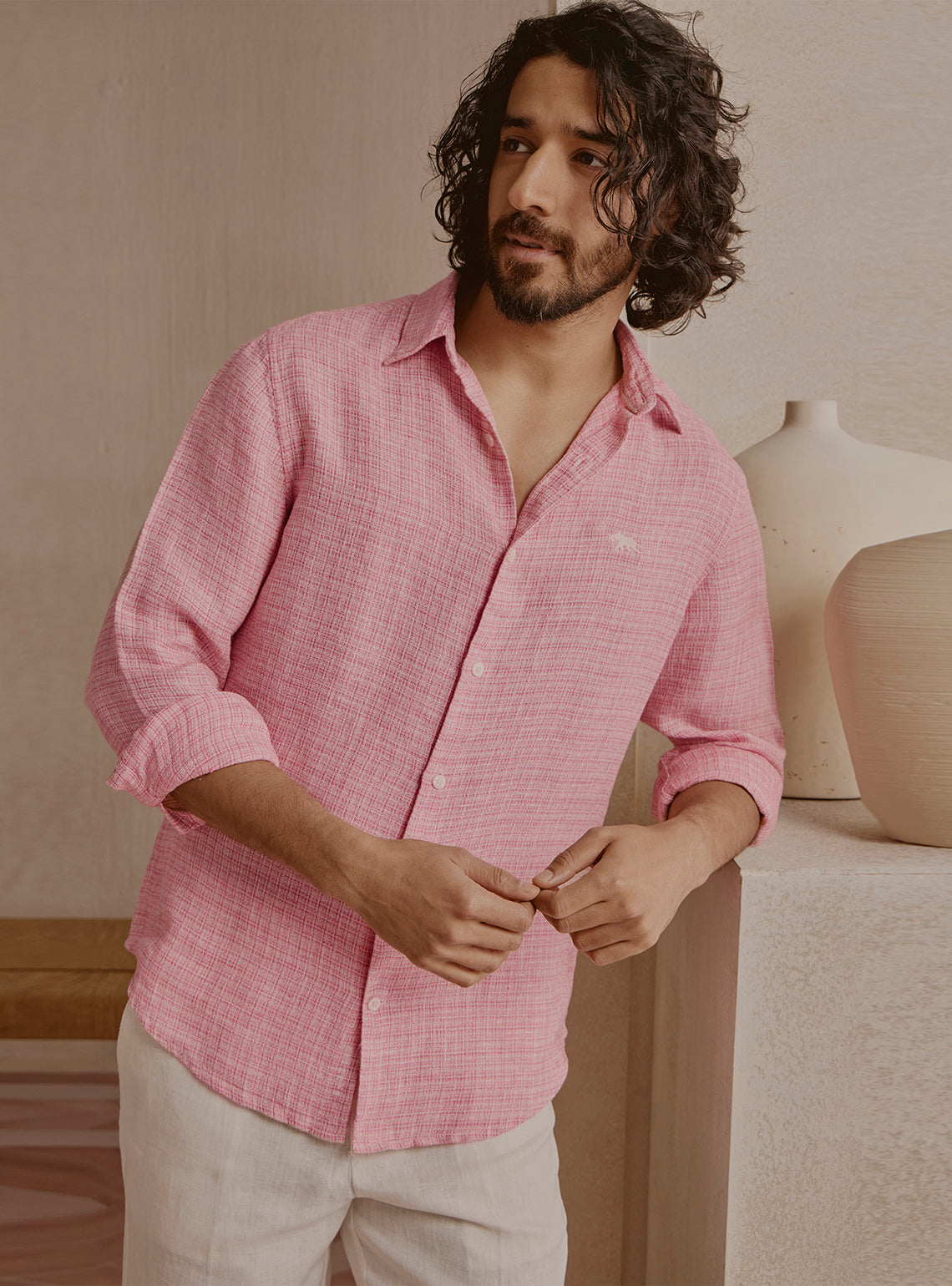 Blush Pink Linen Shirt