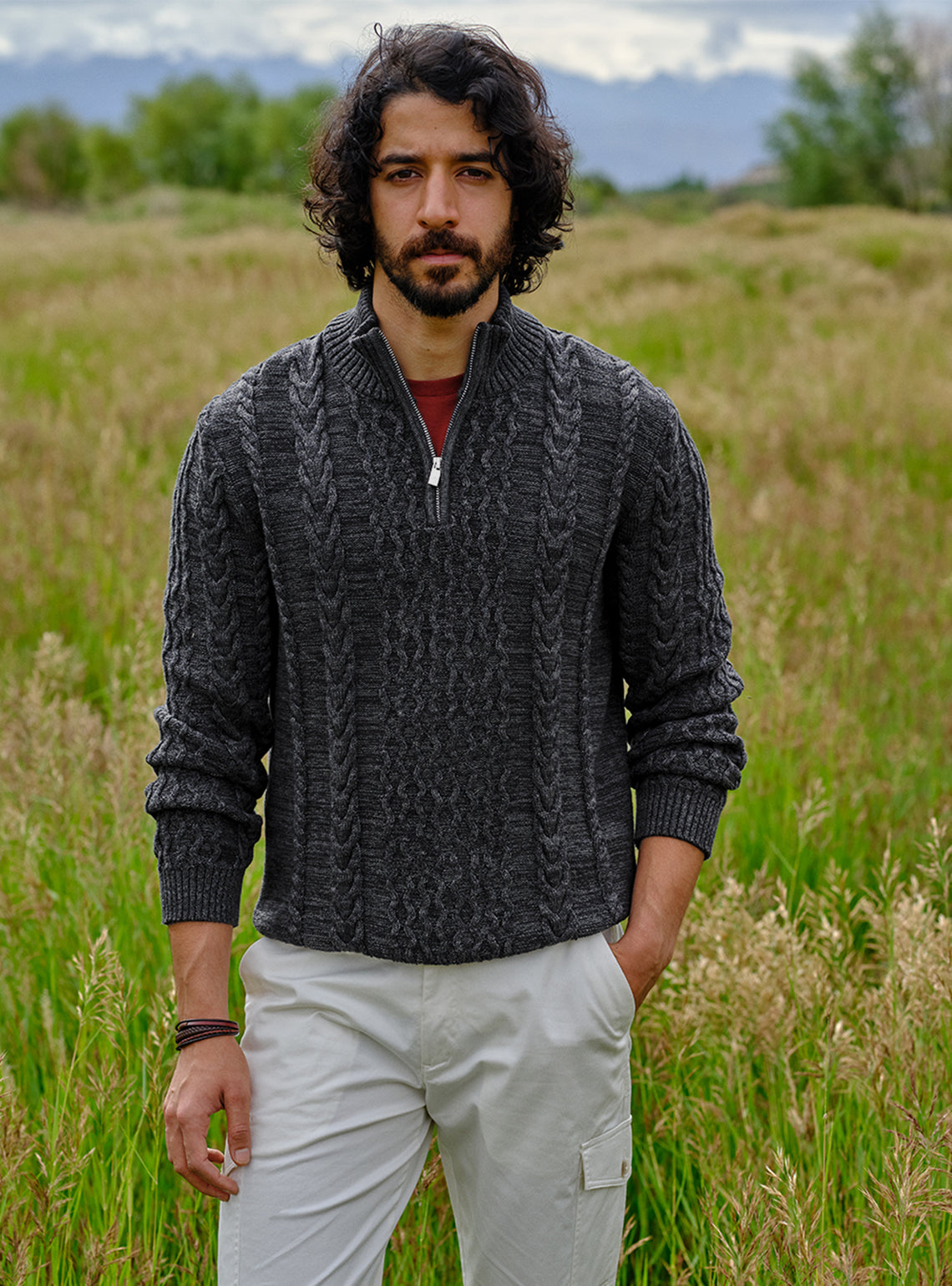 Shadow Black Cotton Melange Pullover