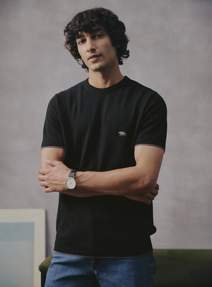 Sesame Black Cotton Crewneck