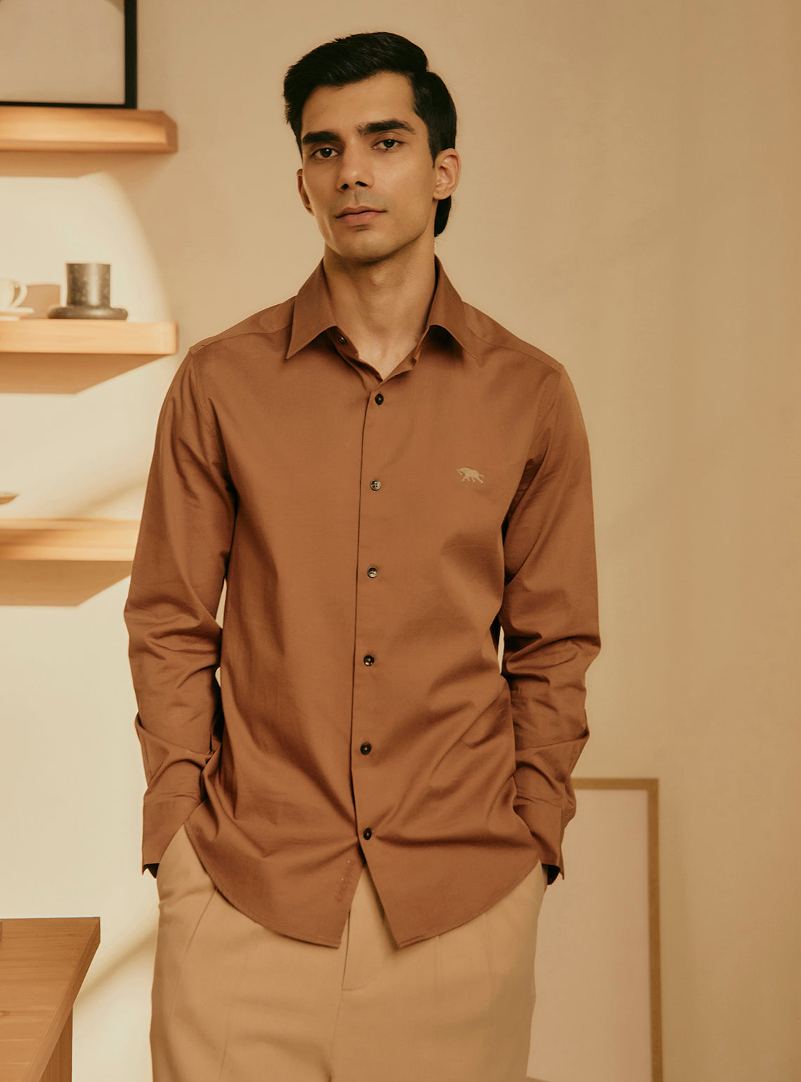 Cocoa Brown Cotton Twill Shirt