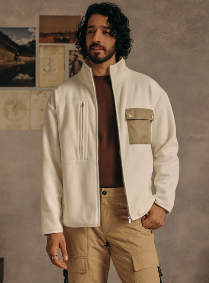 Bison White Cotton Fleece Jacket
