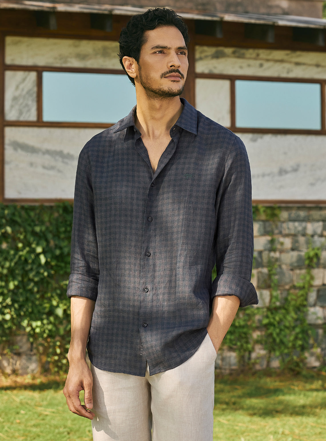 Tartan Black European Linen Check Shirt