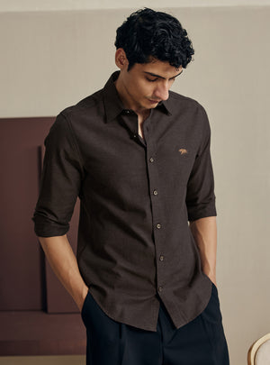 Umber Brown Melange Cotton Shirt