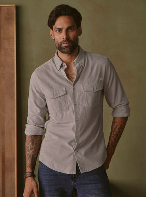 Slate Grey Cotton Tencel Corduroy Shirt