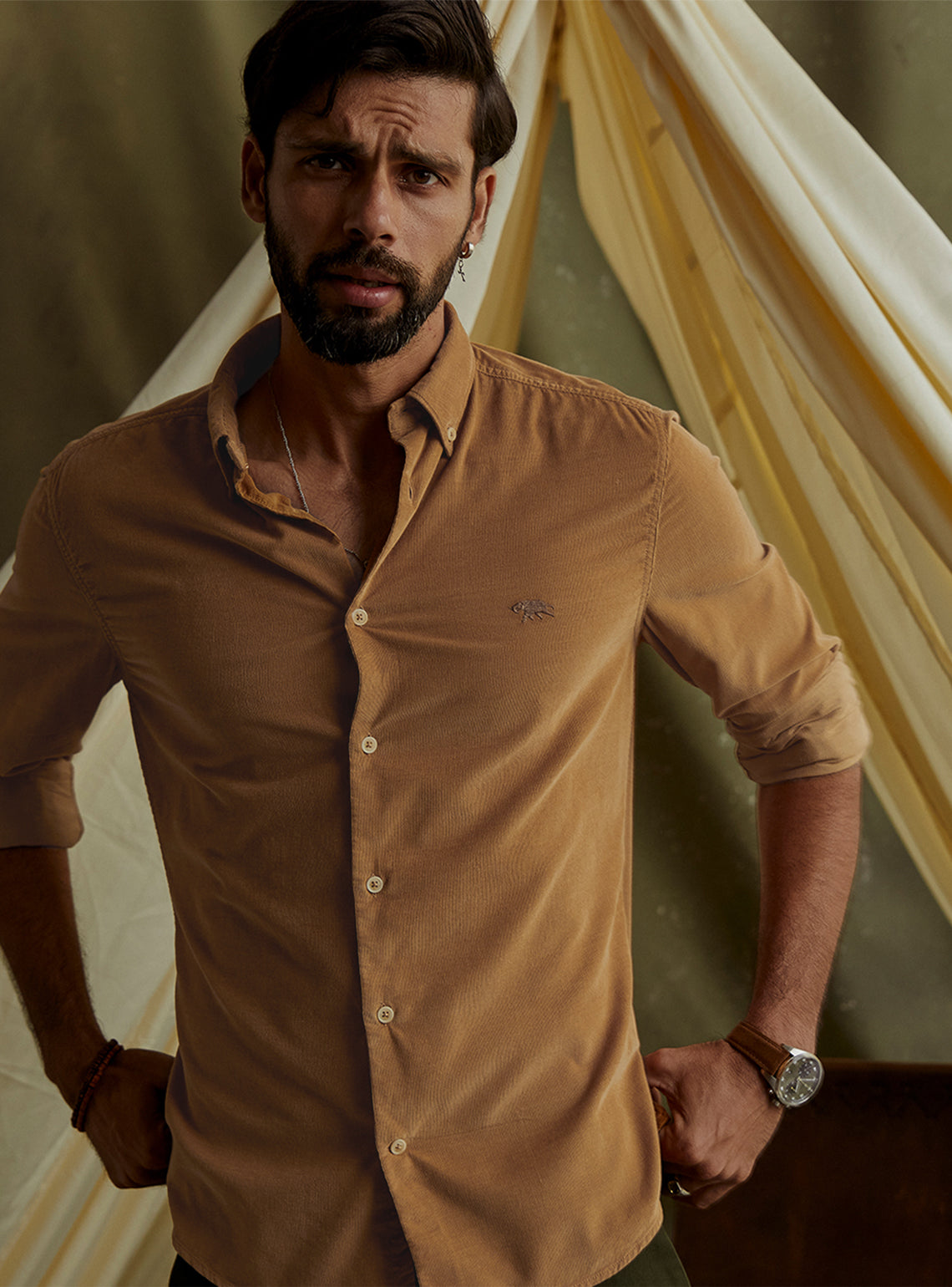 Corbett Sand Corduroy Shirt