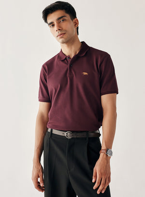 Wineberry Cotton Stretch Pique Polo