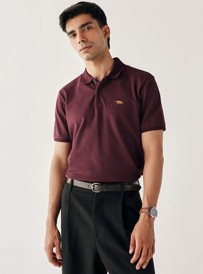 Wineberry Cotton Blend Pique Polo