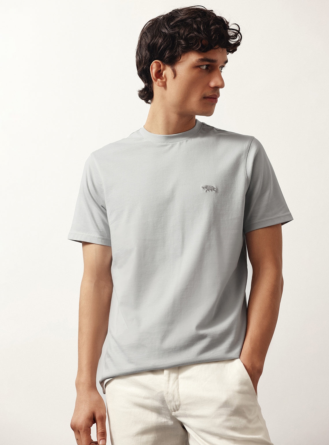 Silver Grey Cotton Crew