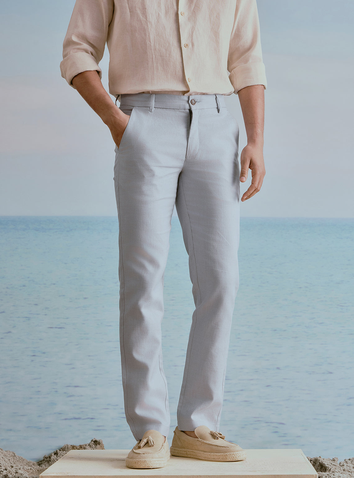 Harbour Grey Linen Trousers