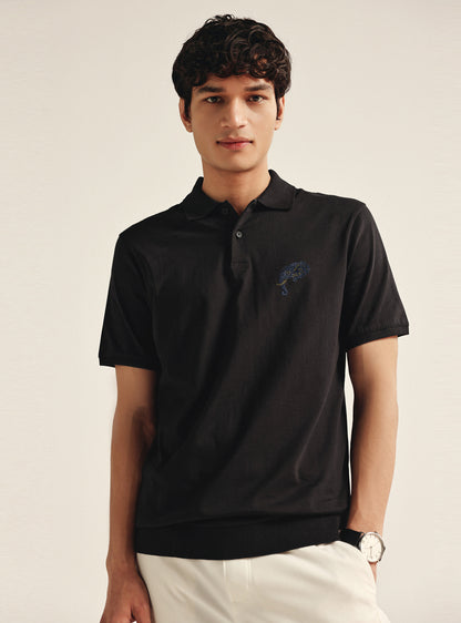 Pitch Black Compact Cotton Polo