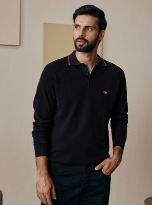 Winter Black Cotton Pullover
