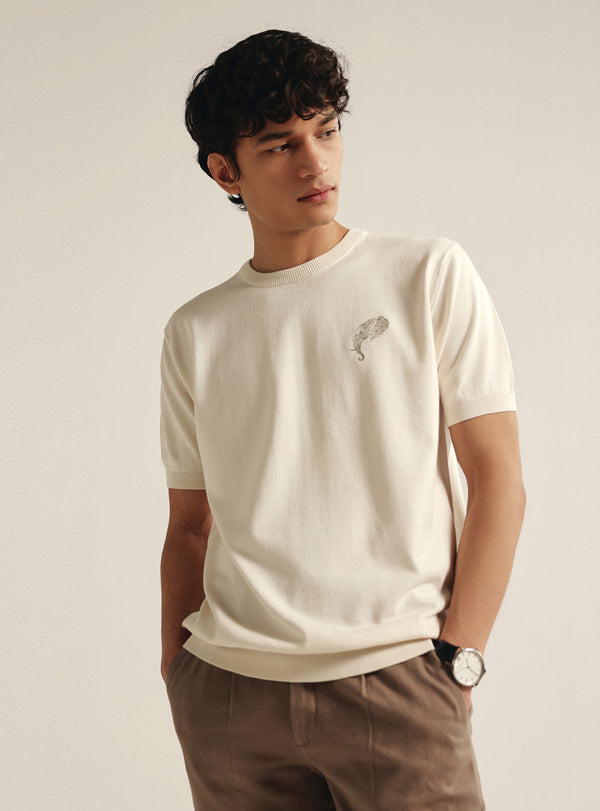 Ivory White Cotton Crew Tee
