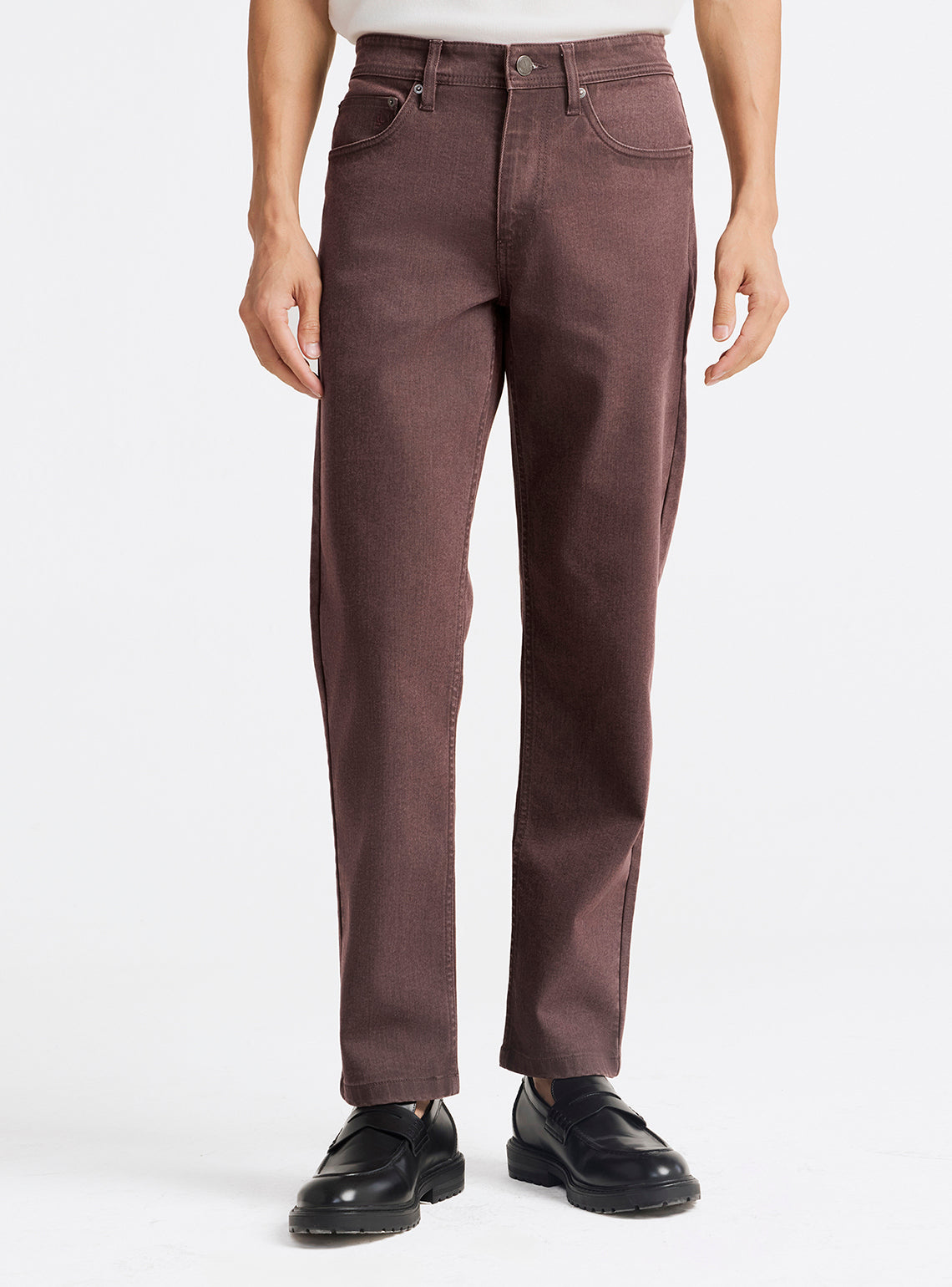 Burnt Burgundy Cotton Blend Jeans