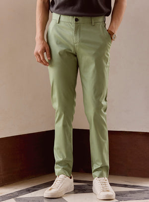 Matcha Green Cotton Stretch Chinos