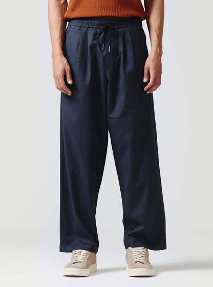 Midnight Navy Cotton Blend Trousers