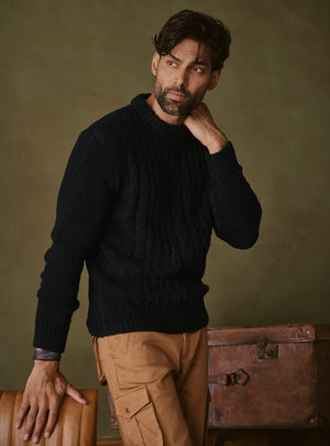 Onyx Black Cable Pullover