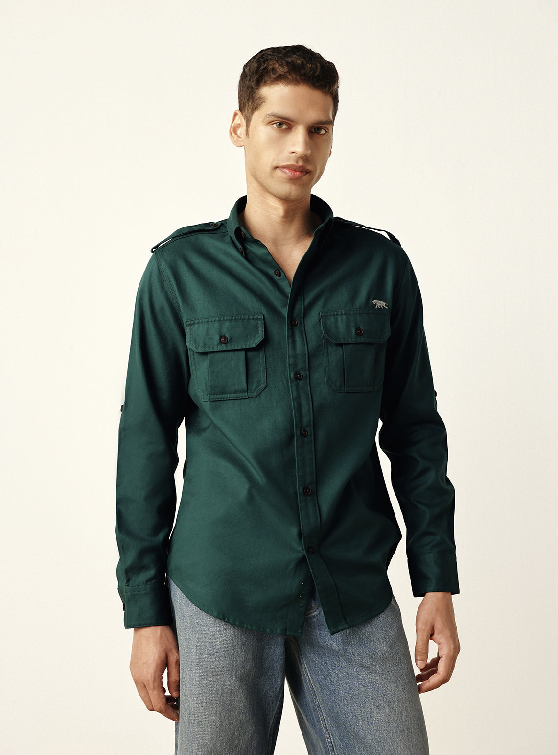 Field Olive Cotton Twill Utility Shirt