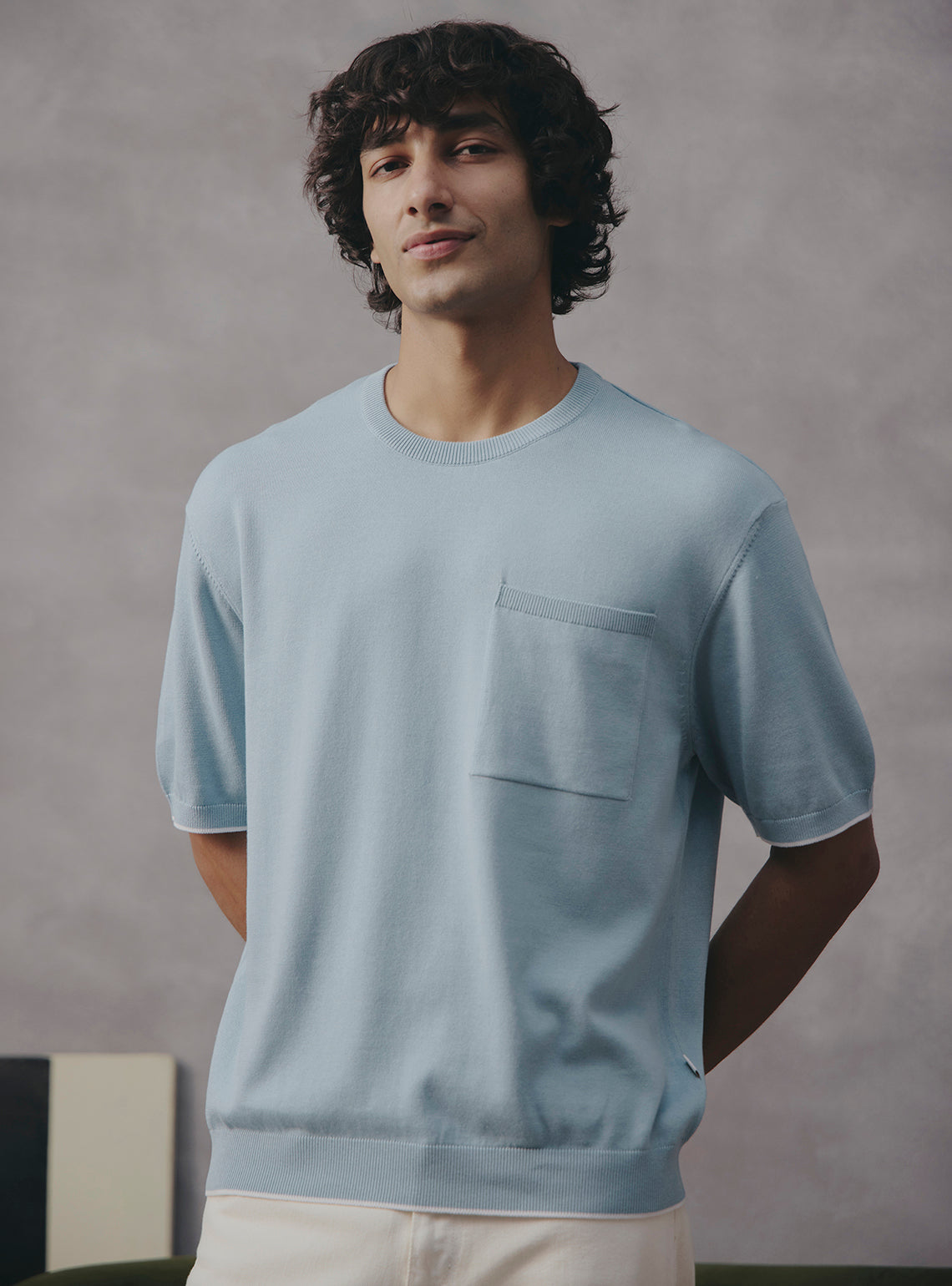 Lagoon Blue Cotton Crewneck