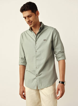 Cedar Green Cotton Stretch Oxford Shirt