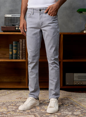 Cloud Grey Cotton Viscose Denim Jeans