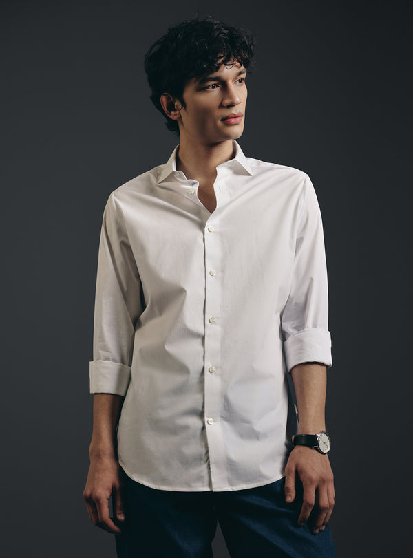 Crystal White Cotton Formal Shirt