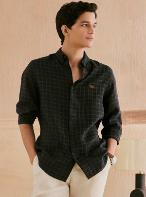 Onyx Gold European Linen Check Shirt