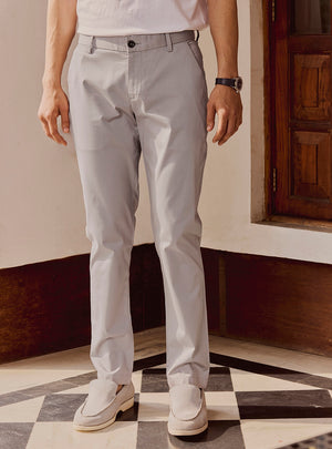 Zorba Grey Cotton Stretch Chinos