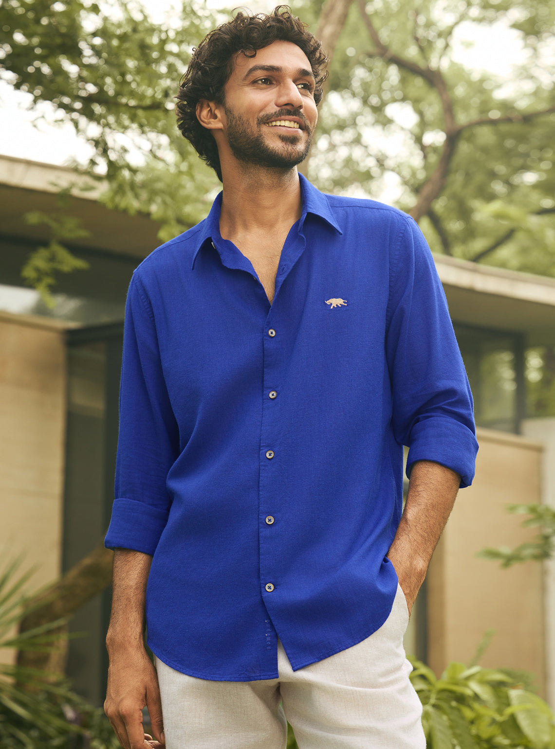 Azure Blue Lyocell Linen Shirt