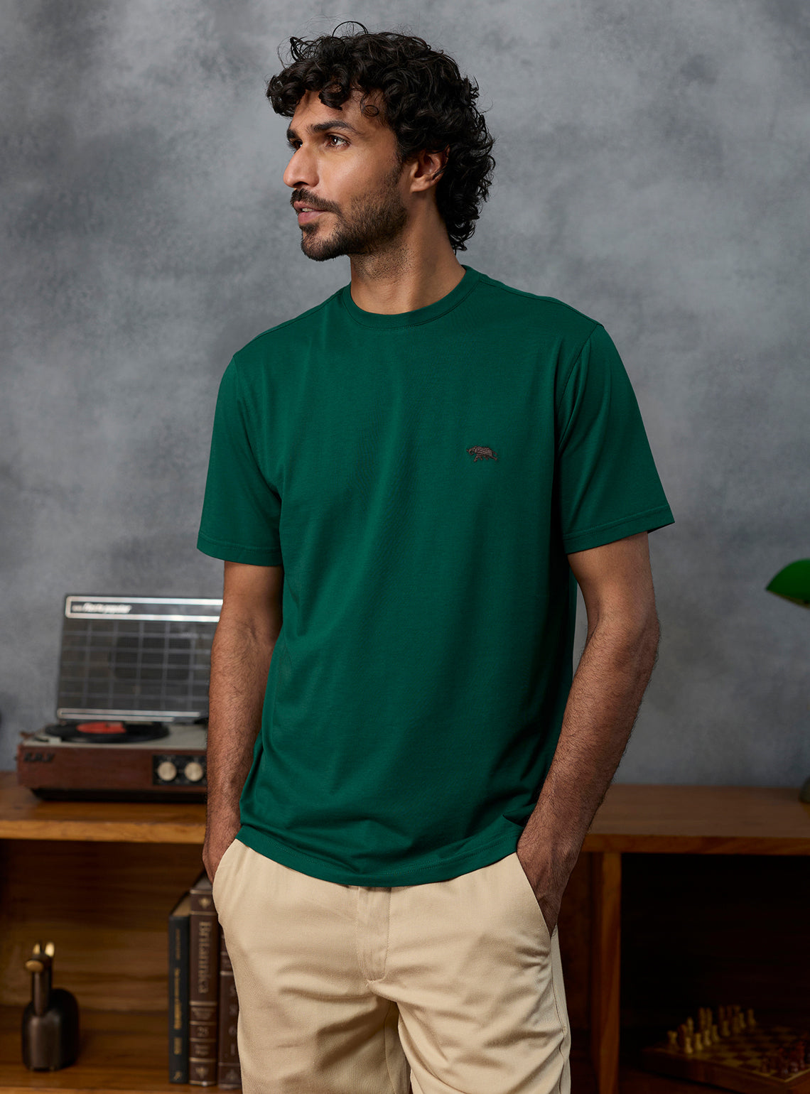 Playbook Green Cotton Blend Crewneck