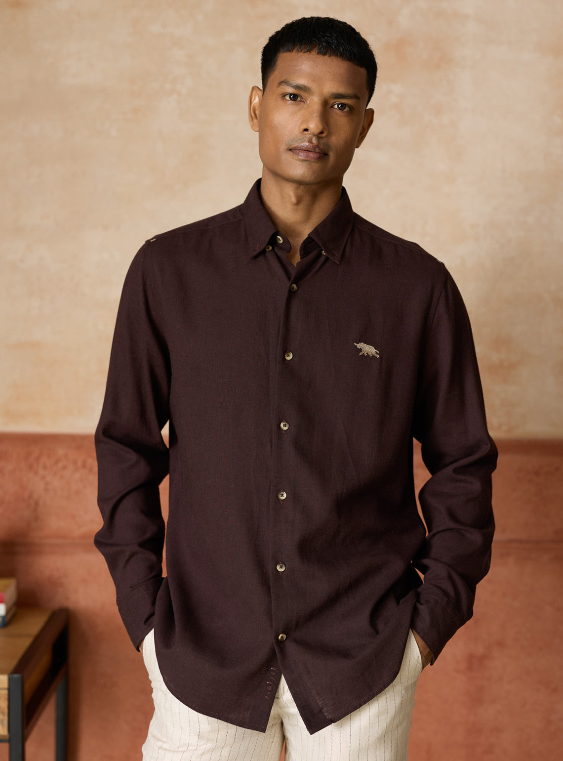 Drift Brown Lyocell Linen Shirt