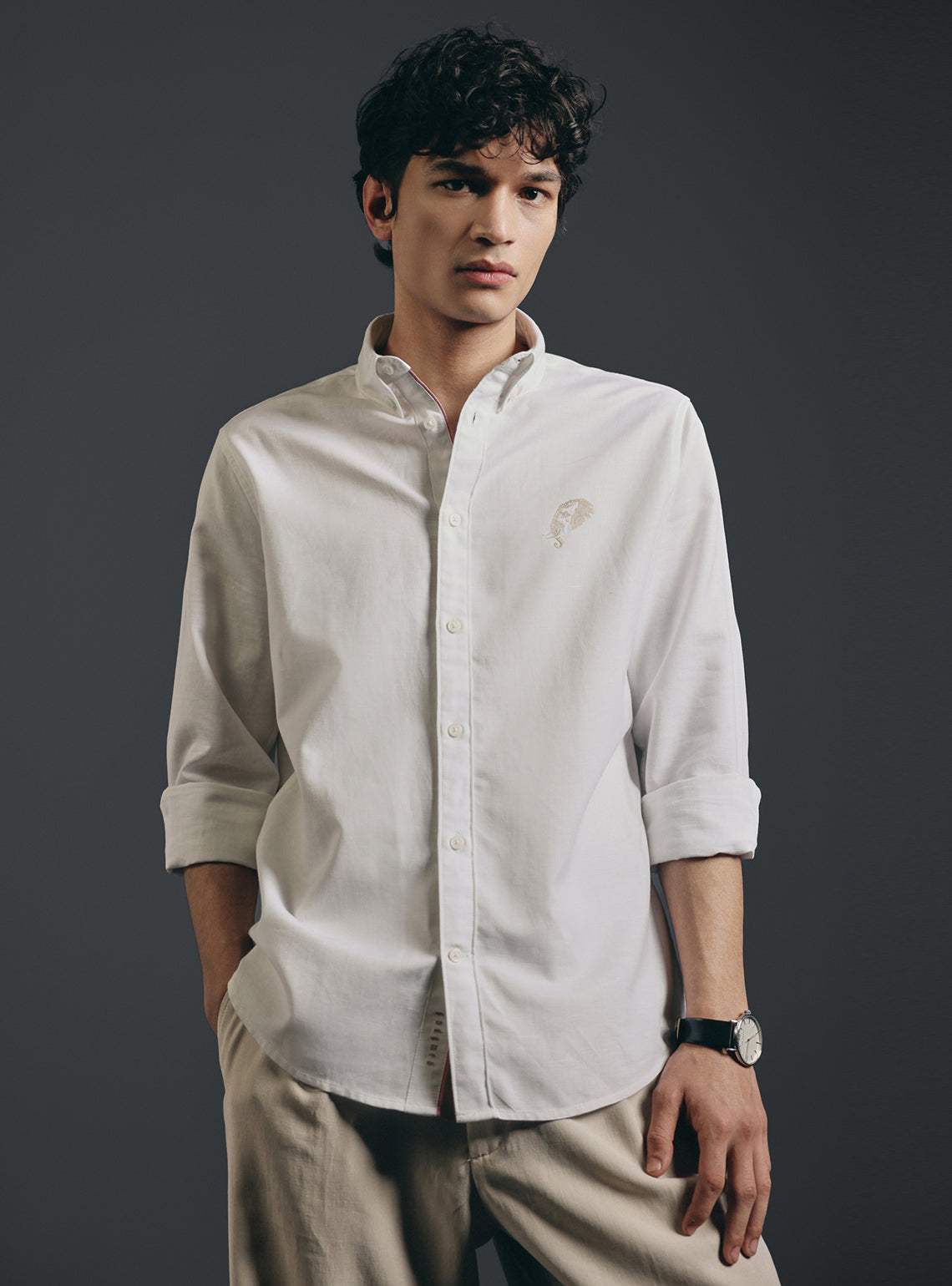 Dandelion White Cotton-Linen Shirt