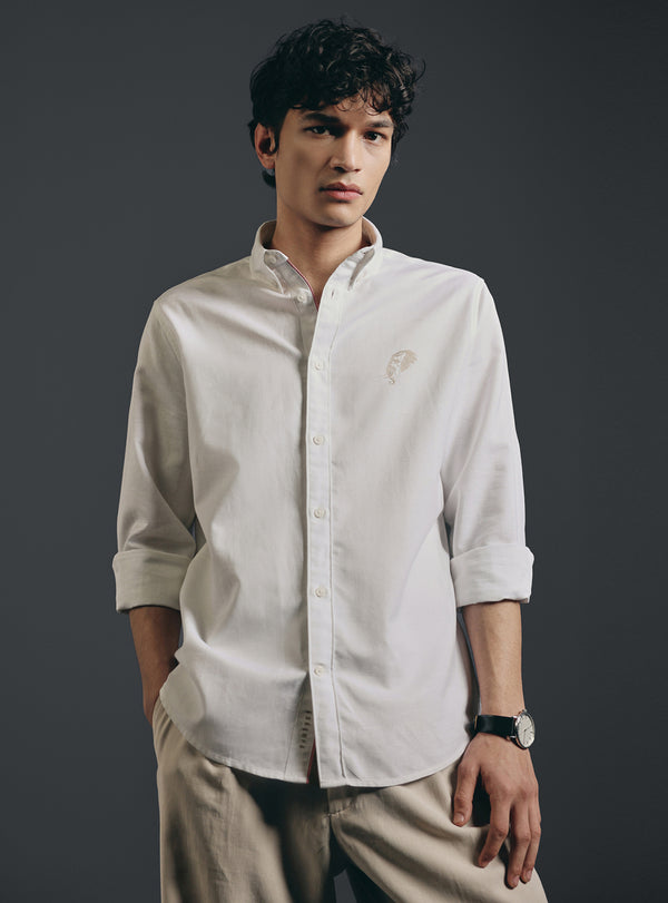 Dandelion White Cotton-Linen Shirt