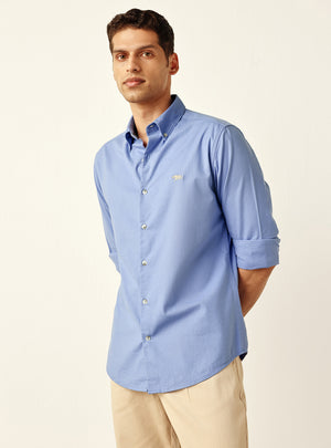 Classic Blue Cotton Stretch Oxford Shirt