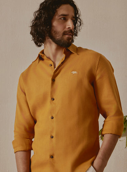 Amber Mustard Linen Shirt