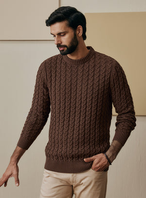Earthy Brown Cotton Pullover
