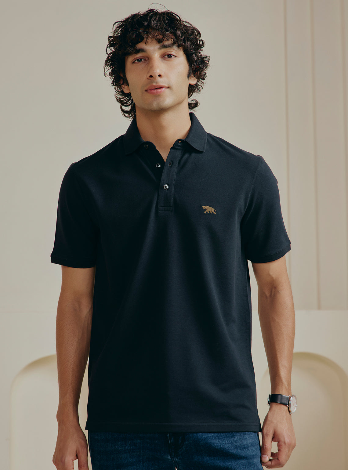 Jaguar Black Pique Polo